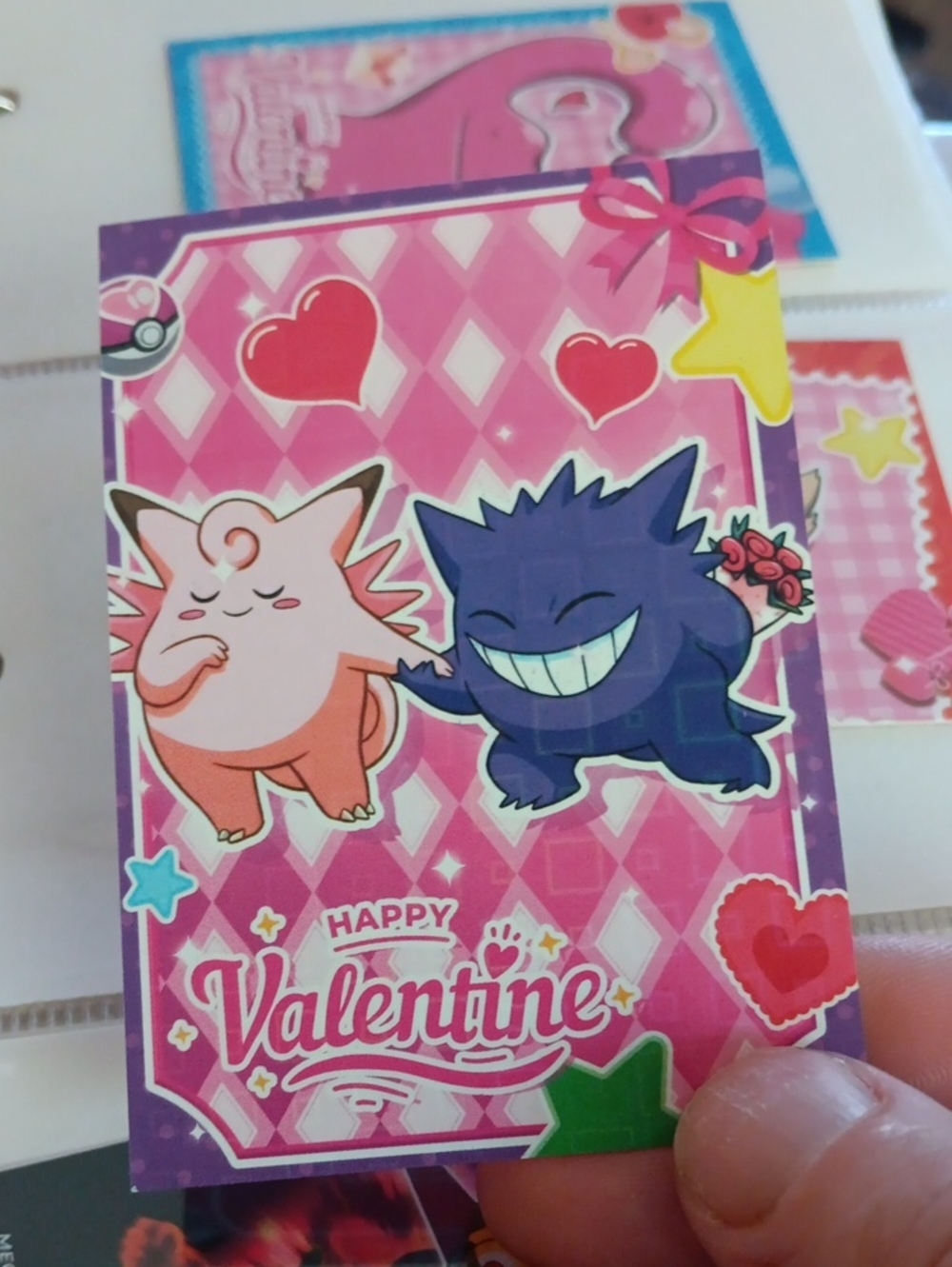 Pokemon Pink & Purple Valentine Gengar & Clefable Trading Card
